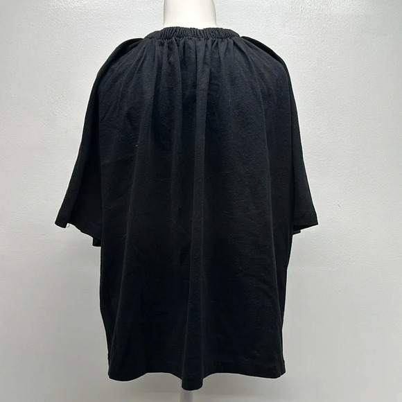 AllSaints Taylor Top Blouse Short Sleeve Pure Cotton Solid Black New Size Small - Picture 3 of 12